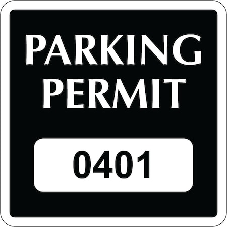 Lustre-Cal Vinyl Permanent Parking Permit Black 2in x 2in  Square Serialized 401-450, 50PK 253757PvWh1KSq0401